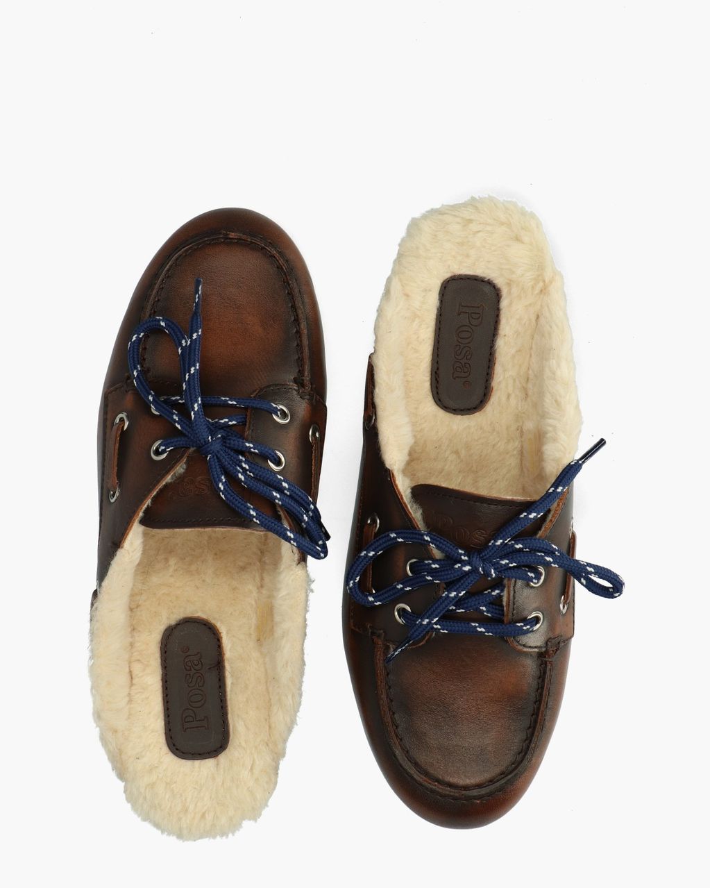 Posa Boat Loafer Mule Fur Donkerbruin Damesslippers