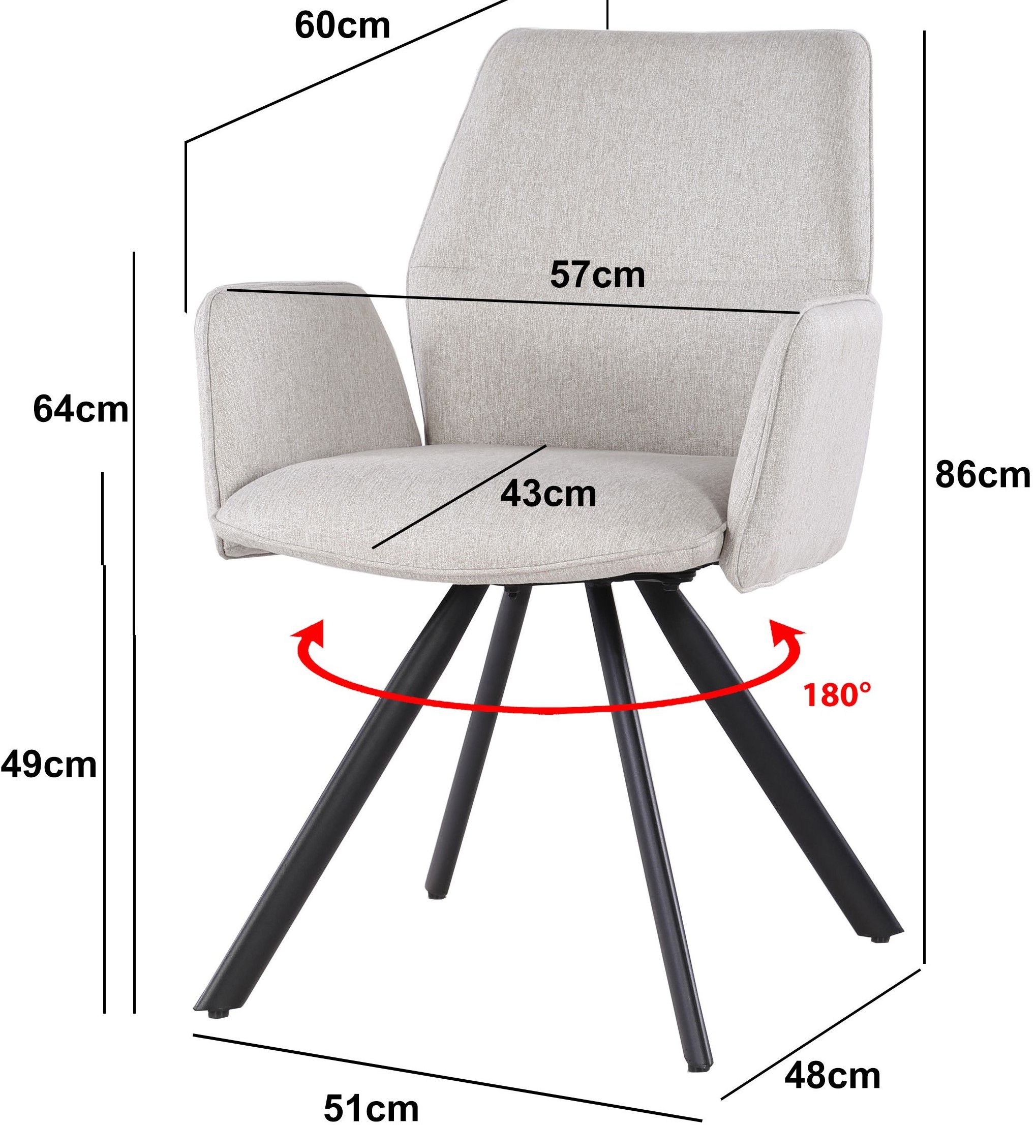 Eetkamerstoel Beige Diana B57 x D60 x H86 cm
