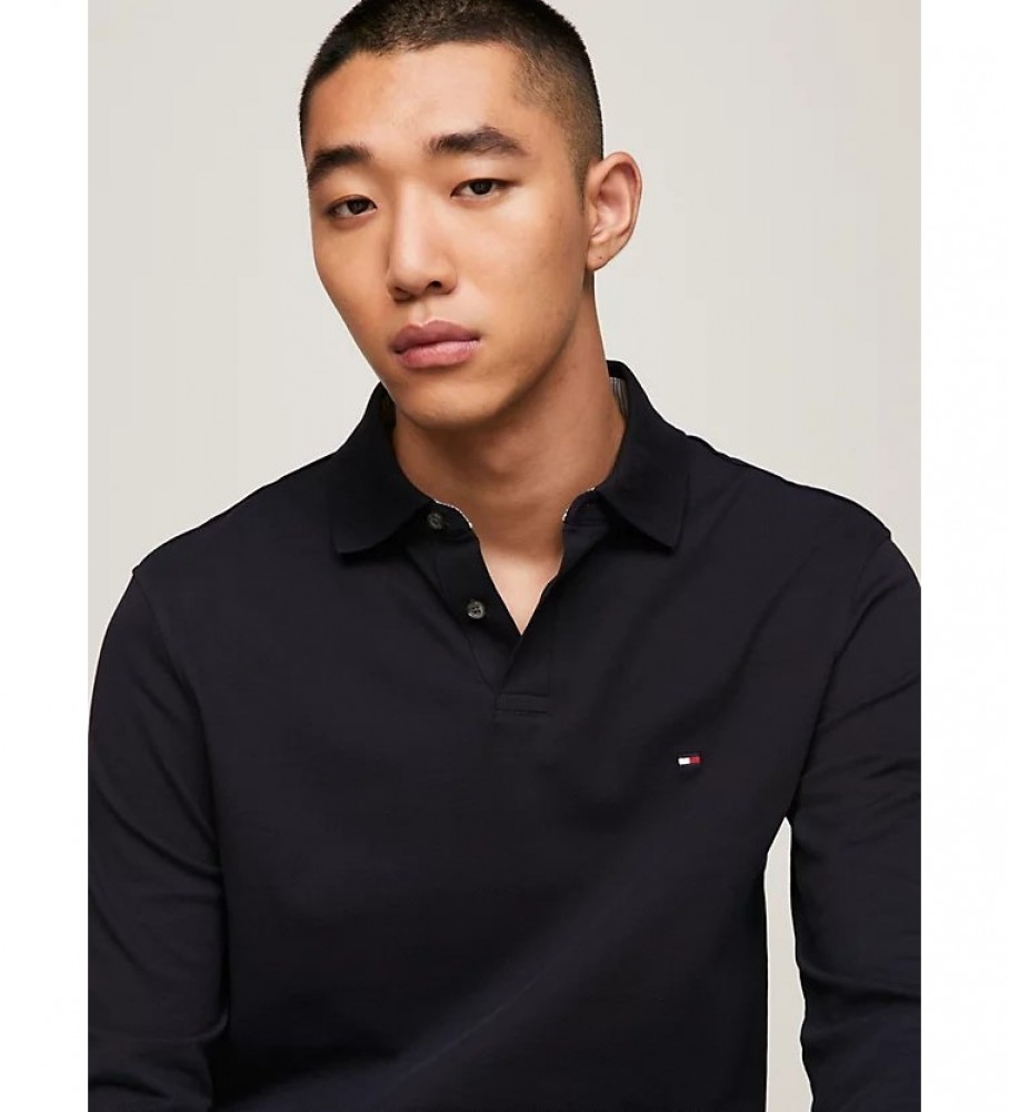 Camisa polo Tommy Hilfiger da coleção 1985, manga comprida, azul marinho.