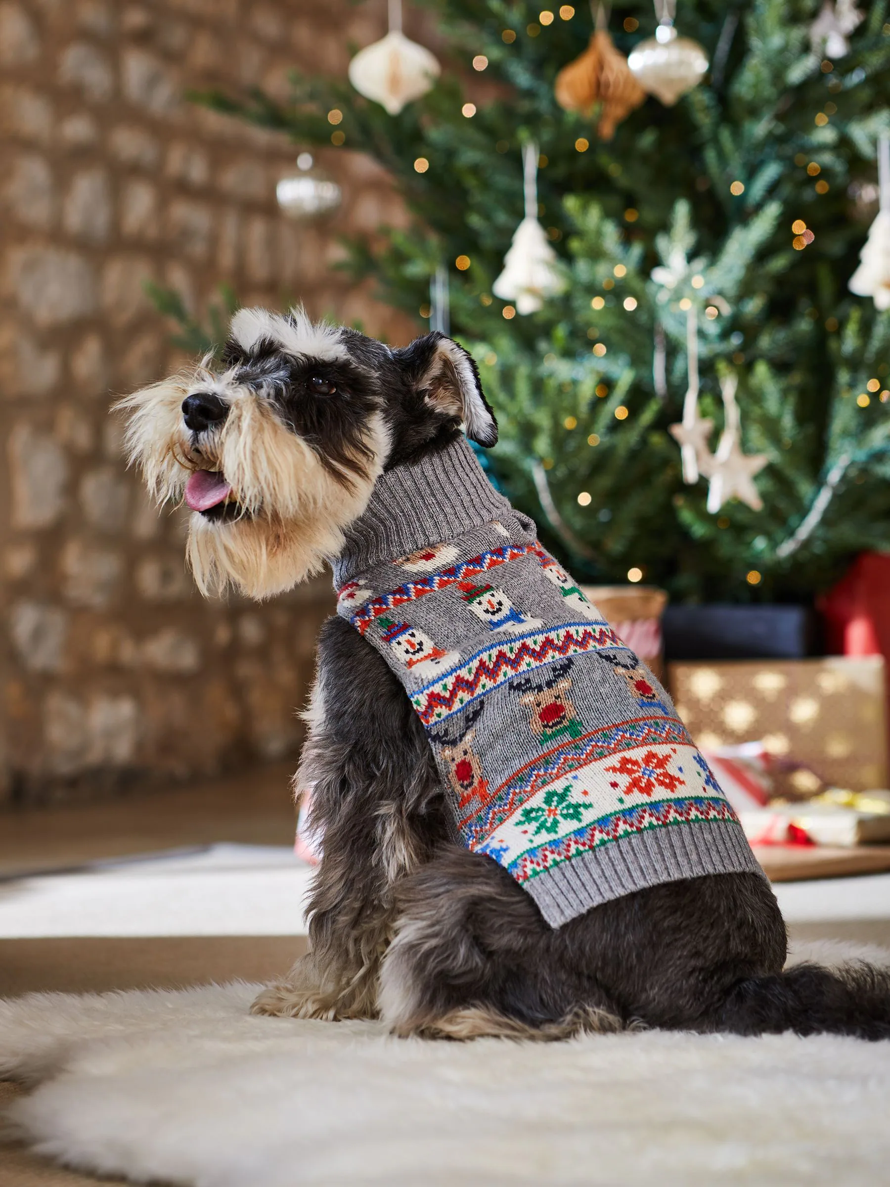 JoJo Maman Bébé kersttrui met dierenprint en fairislemotief