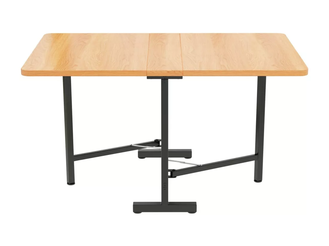 Table à manger 4 à 6 personnes - MDF et métal - Naturel et noir - extensible et pliable - 21/120x80x75cm