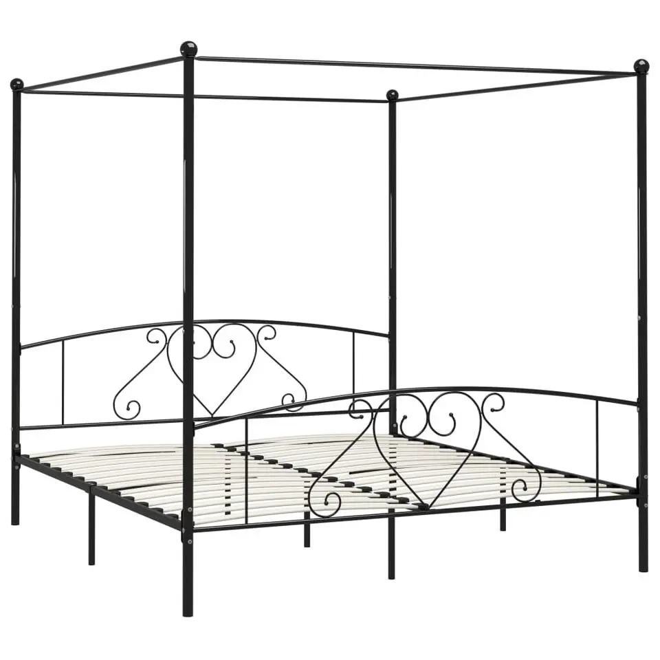 vidaXL - Hemelbed met hoofdbord - Zwart - Metaal - 200x200 cm