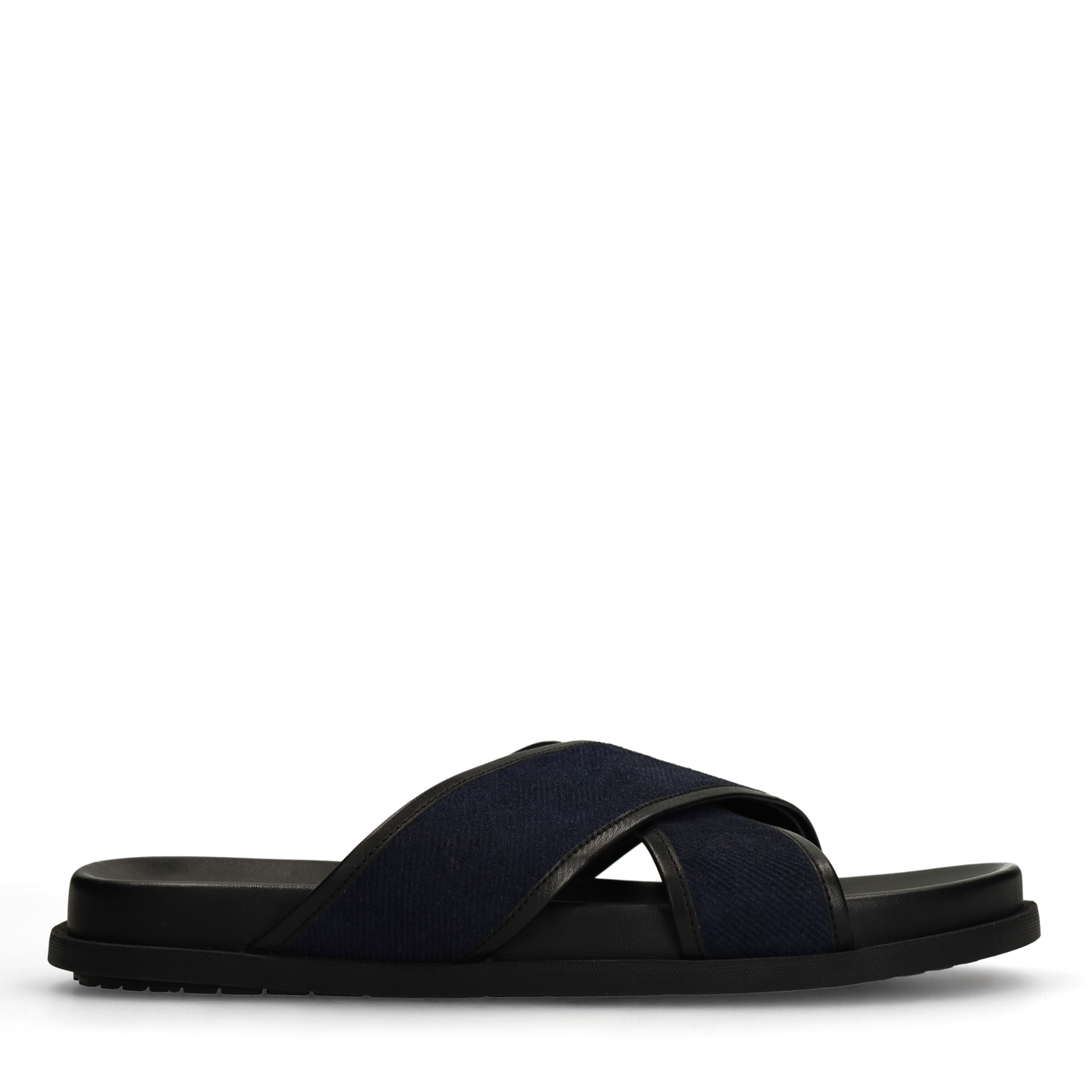 Donkerblauwe suède slippers