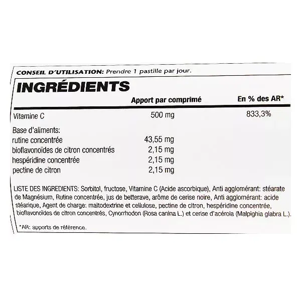 Solaray Vitamina C 500mg 100 comprimidos mastigáveis