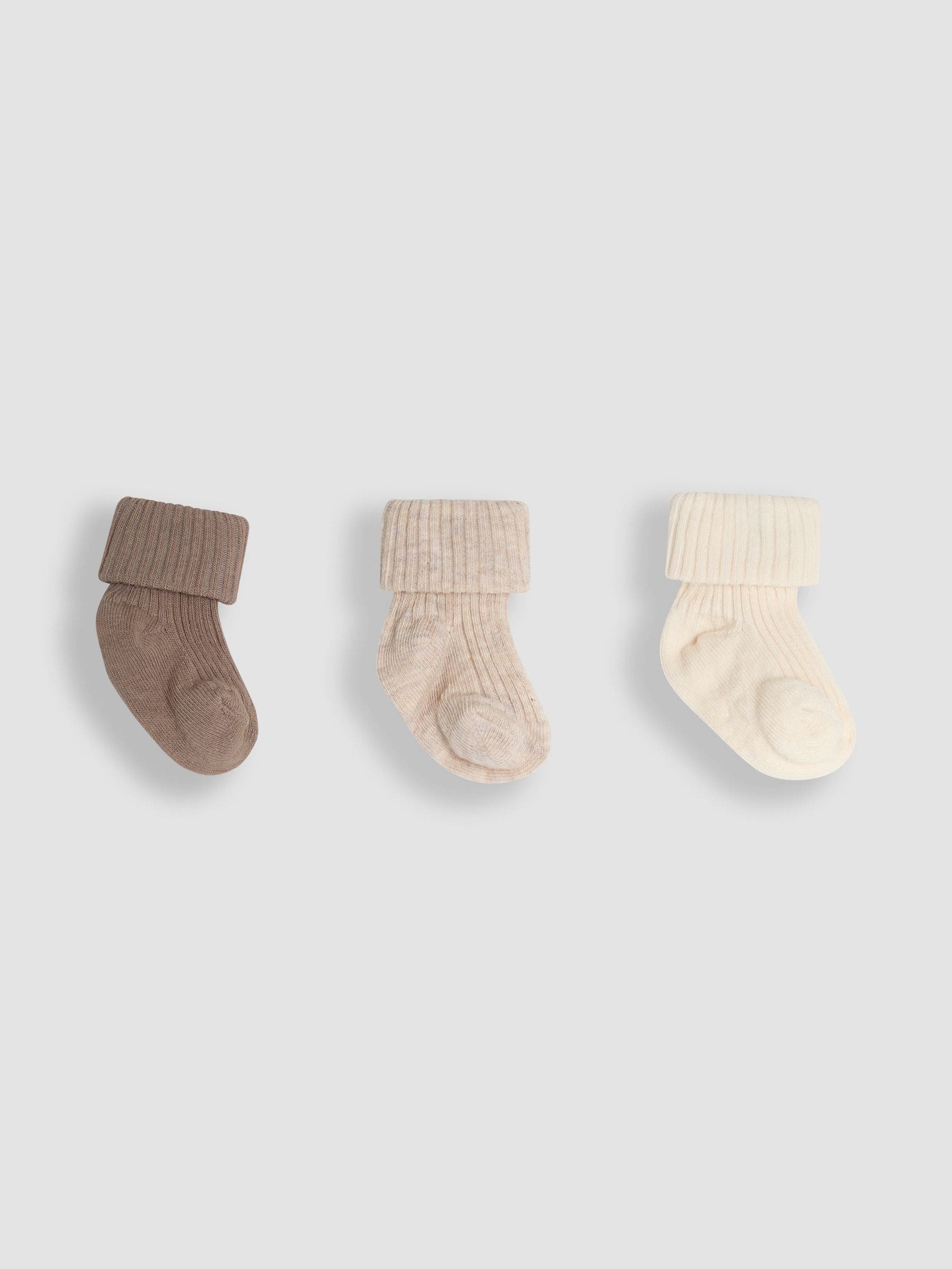 Neutraal - JoJo Maman Bébé Baby Geribbelde Sokken 3 Pak