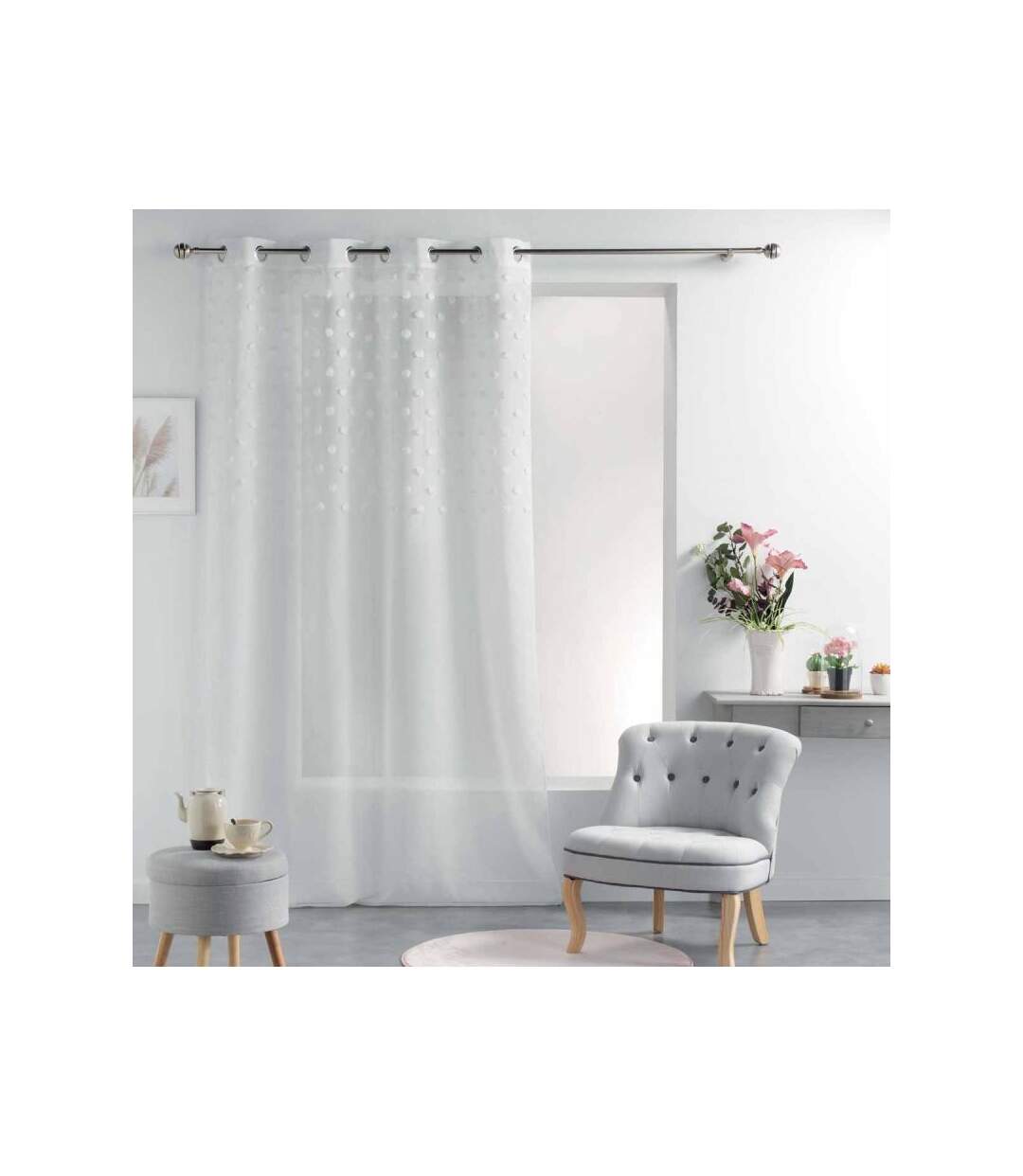 Rideau Voilage à Œillets Mélusine 140x240cm Blanc
