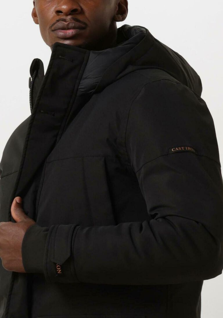 CAST IRON zwarte cast iron  parka jacket high twill ramture