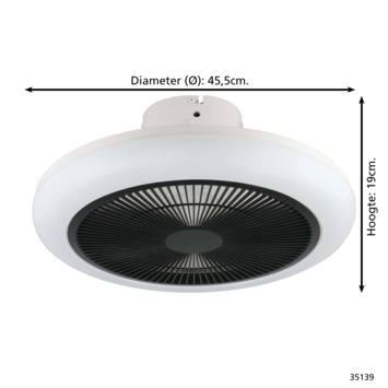 EGLO plafondlamp Kostrena met ventilator Ø45.5cm, wit/ zwart