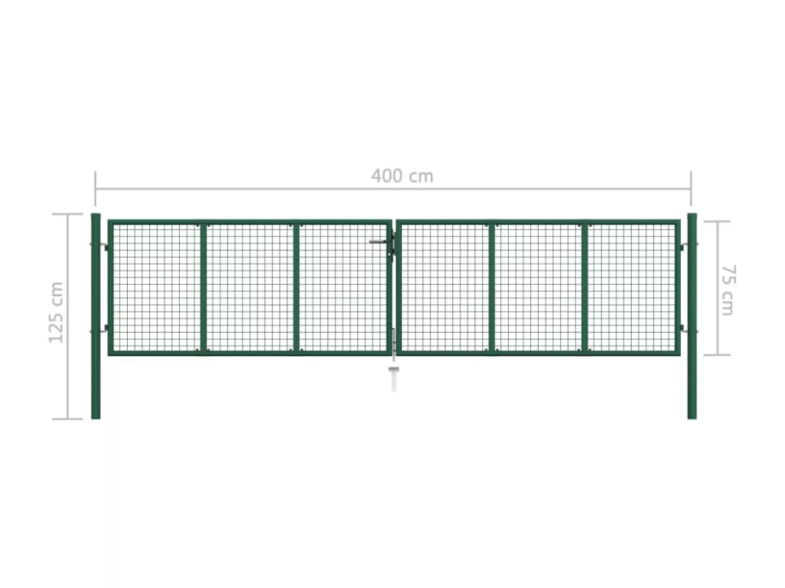 Portail en treillis de jardin Acier 400x75 Vert
