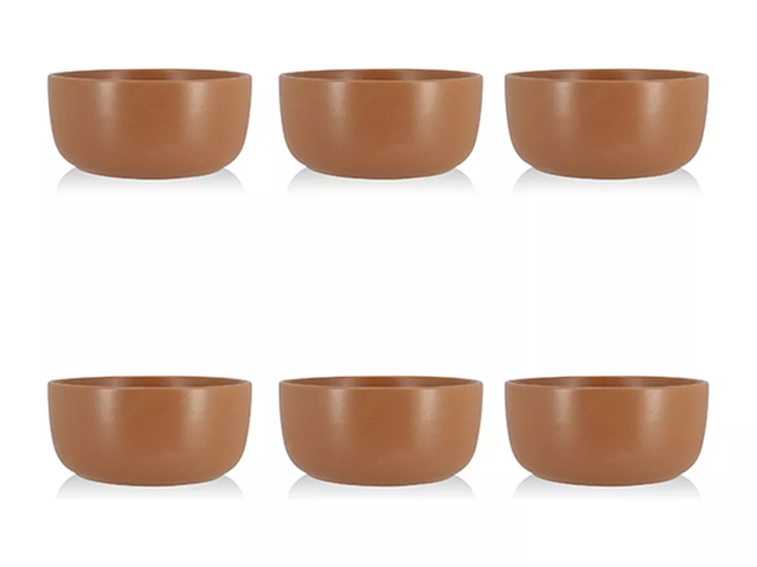 Novastyl - Lot 6 Assiettes Coupes Arita 15cm En Gres Marron