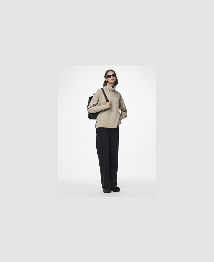 Pieces PCMALOU LS ROLLNECK KNIT NOOS BC Taupe gray/melange