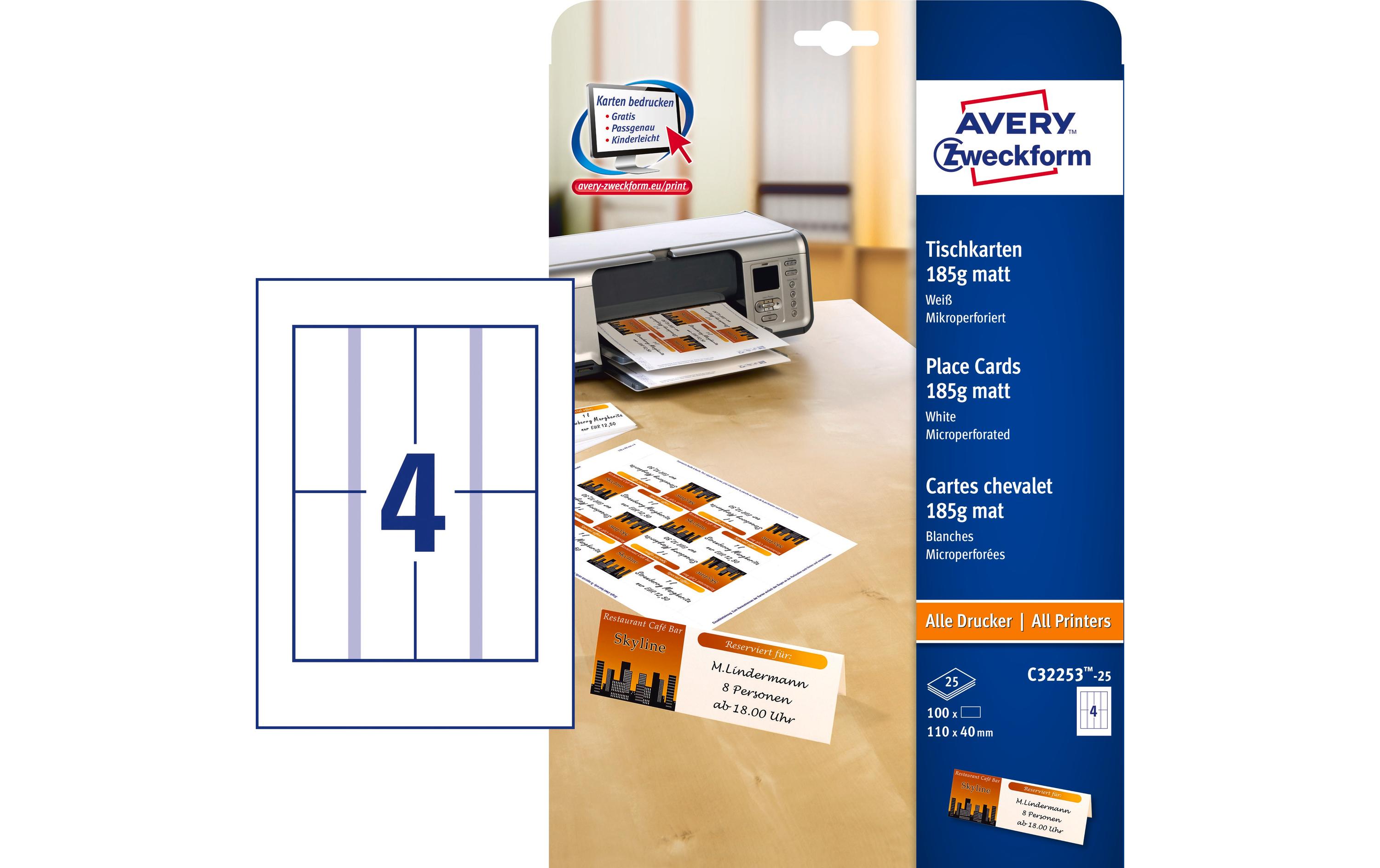Tischkarte 110 x 40 mm, 100 StückPlatzkarte für eine klare Tischordnung