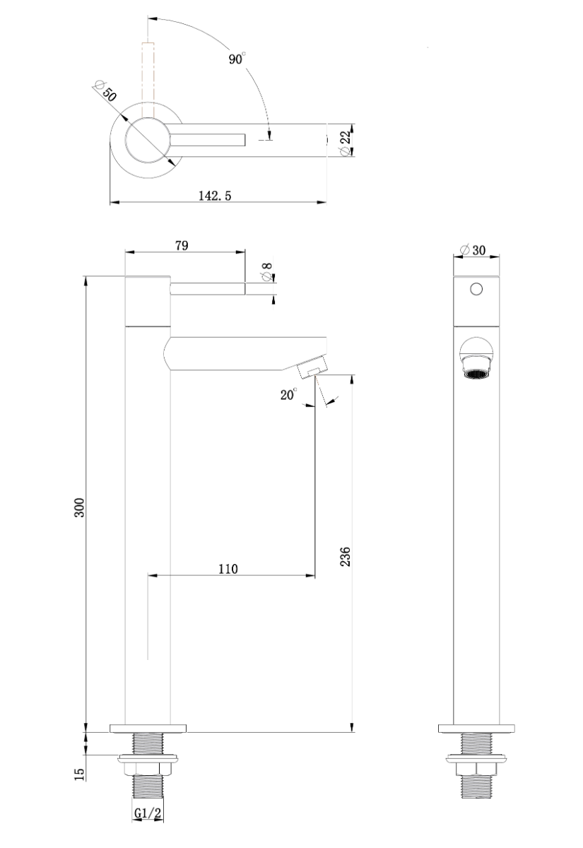 Best Design High Aquador verhoogde toiletkraan RVS