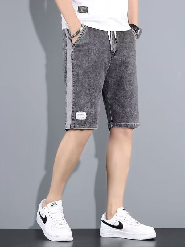 Capbrew - Denim shorts met trekkoord en gewassen paneel