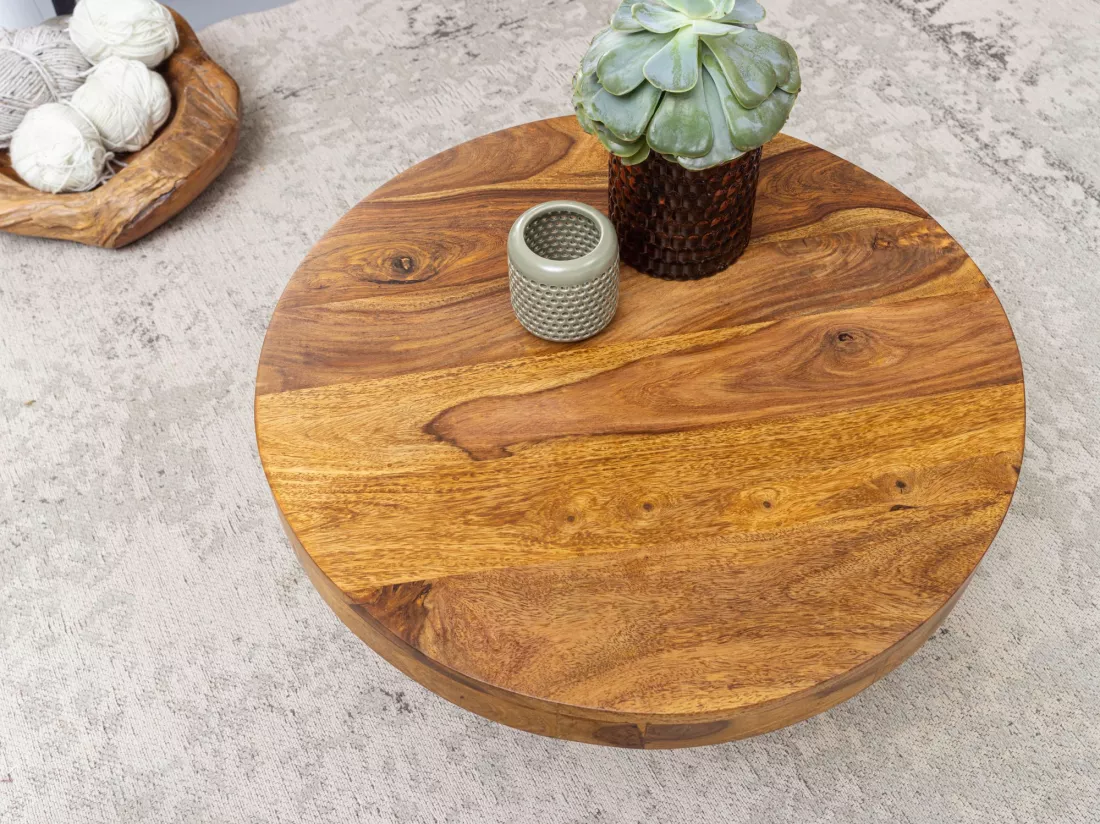 table basse bois massif 60 cm table de salon table basse table ronde marron