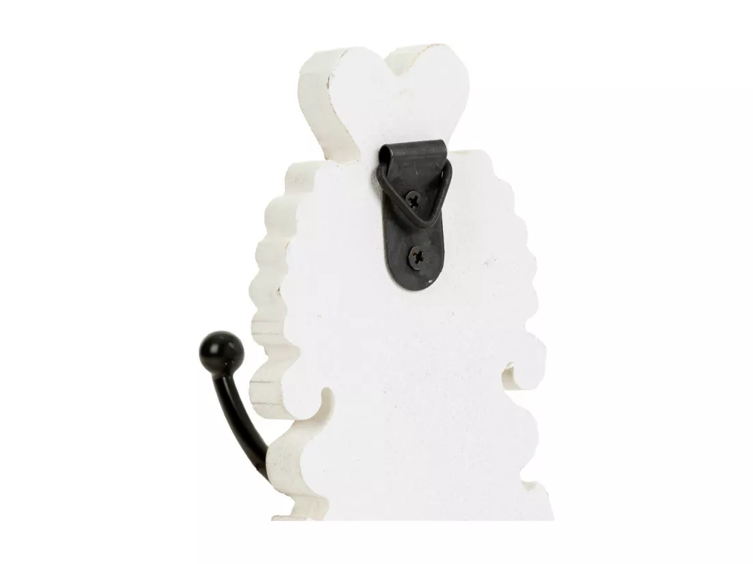 Patère murale en bois sculpté blanc 11.5x8.5x20.5h
