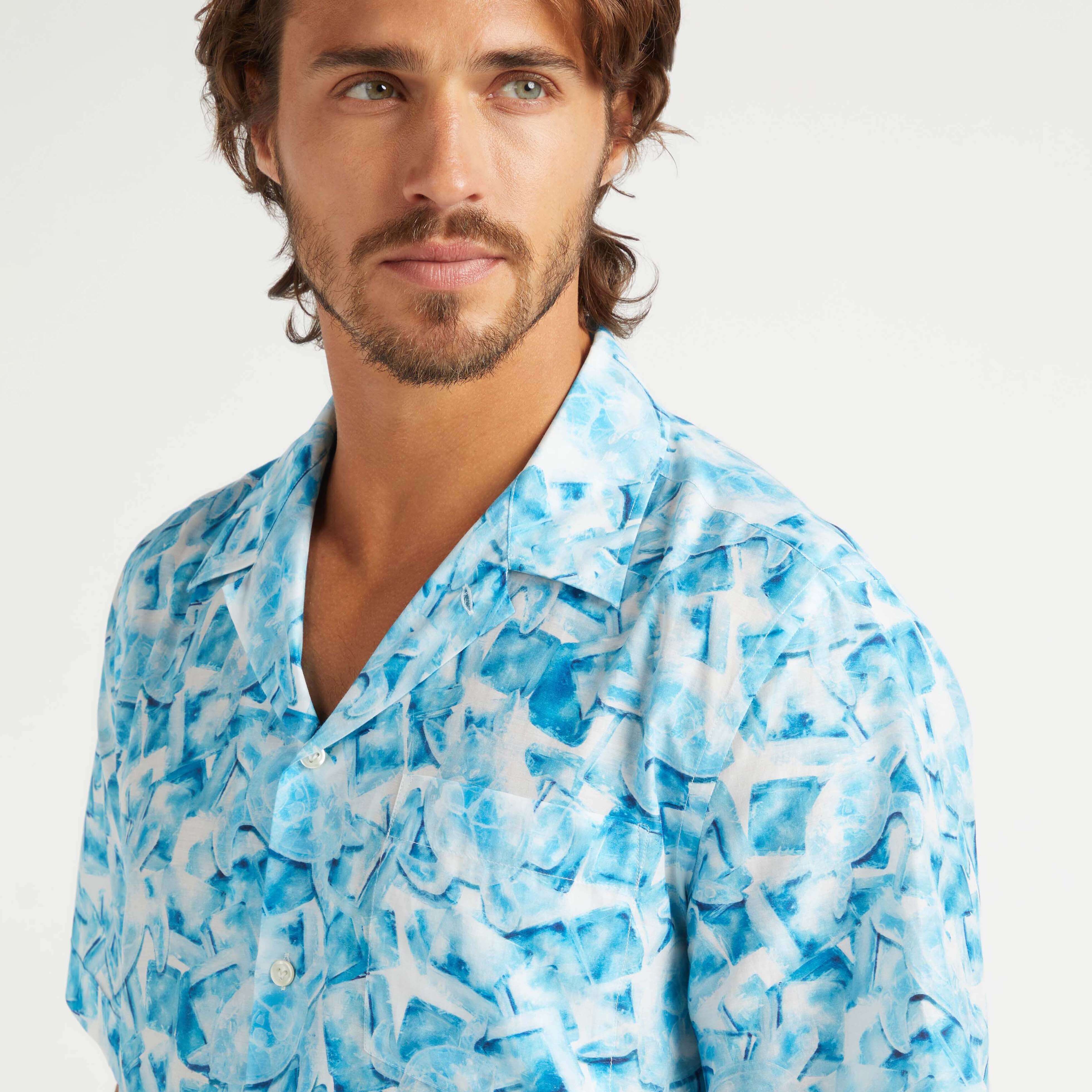 Chemise Bowling en Coton et Soie Homme Iced Turtles