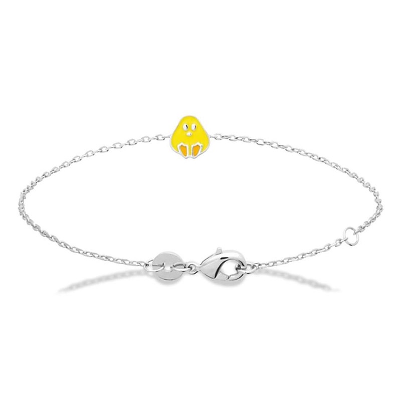 Bracelet poussin émail coloré Argent 925 Rhodié