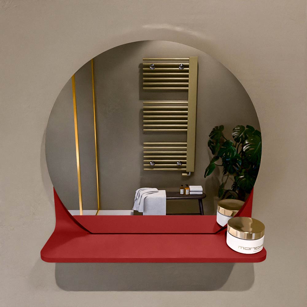 Mondiaz Spot spiegel rond Ø40cm met planchet greey