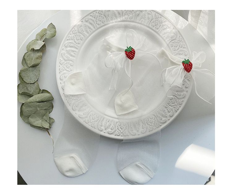 FlorSwallow - Aardbeienstrik-accent mesh sokken