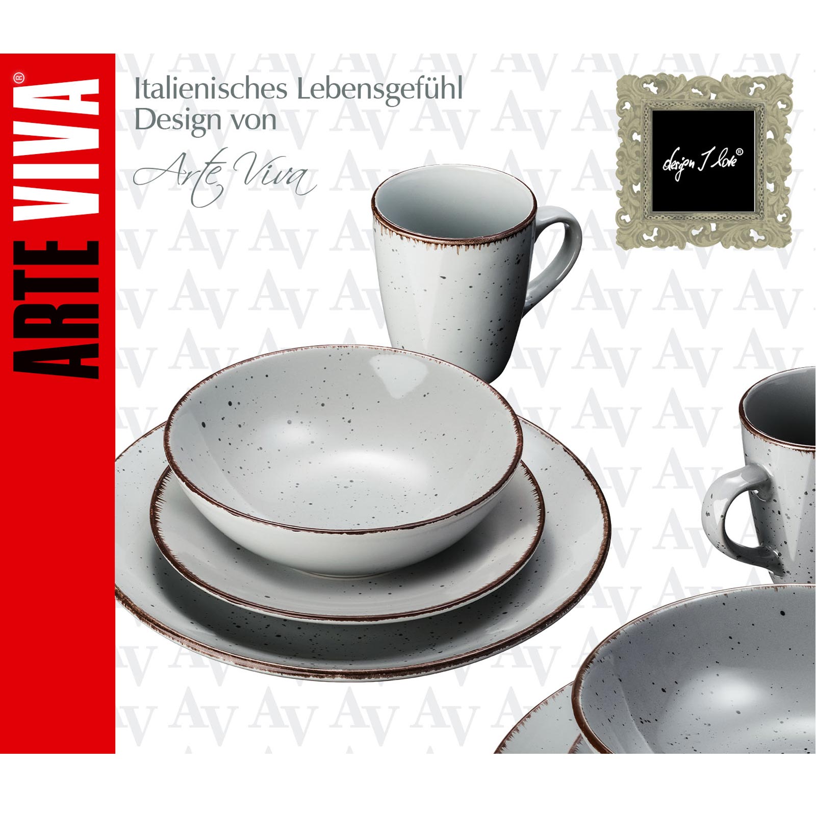 Tafelservice - hellgrau-grau - 16-teilig