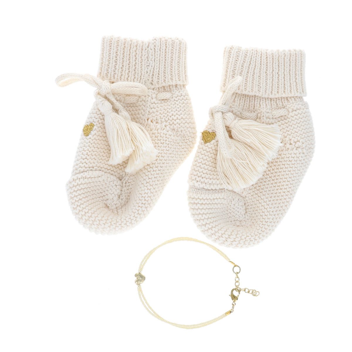 Boîte coffret naissance chaussons et bracelet Jolie saison