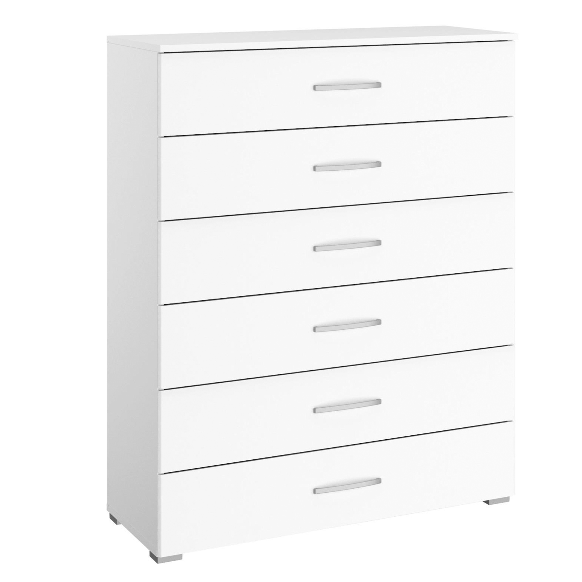 Kommode - Alpinweiß - 6 Schubkästen - 93 cm