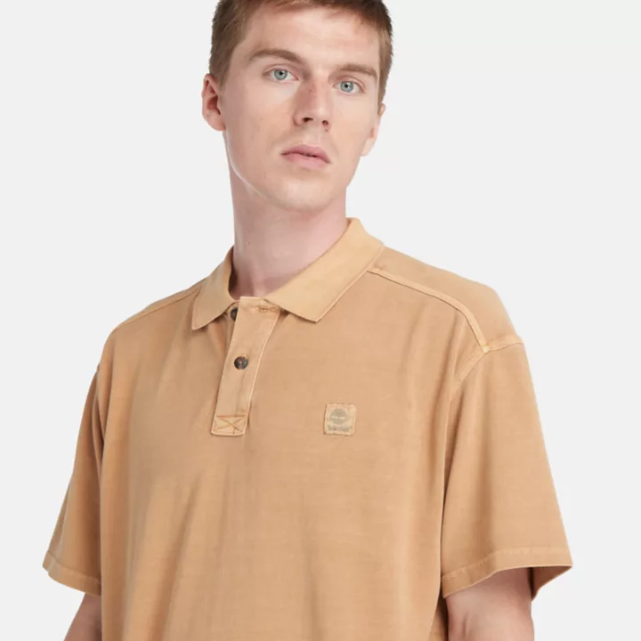 Polo court teint en plongée pour homme en orange