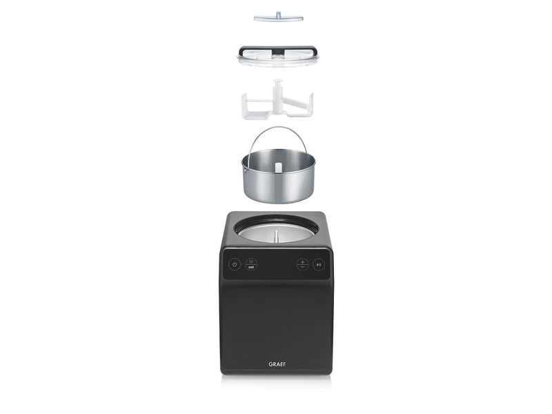 Graef Glacemaschine IM 706 2 l, Schwarz Eismaschine mit Joghurtfunktion