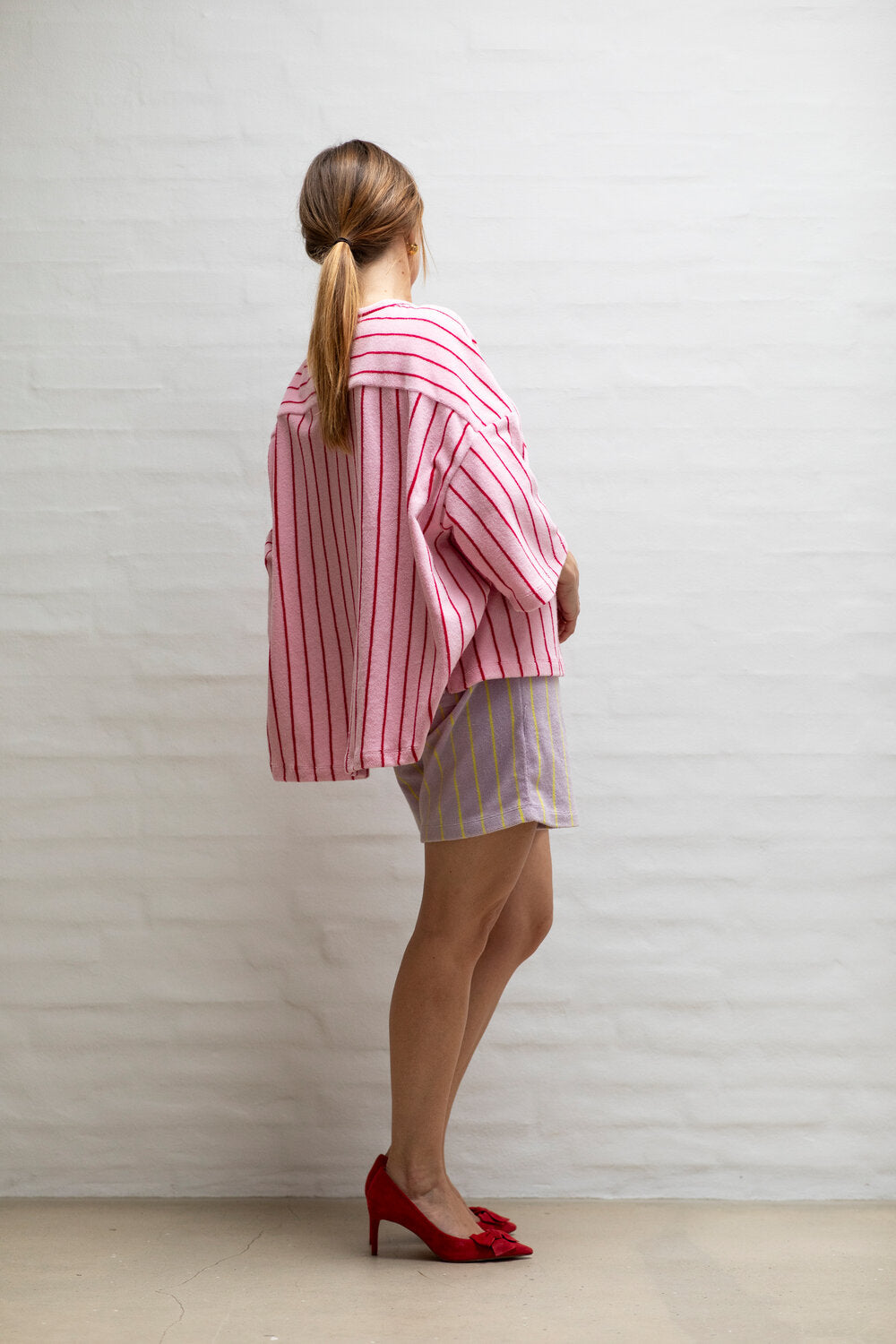 Bongusta  Naram oversized skjorte - Baby Pink & Ski Patrol