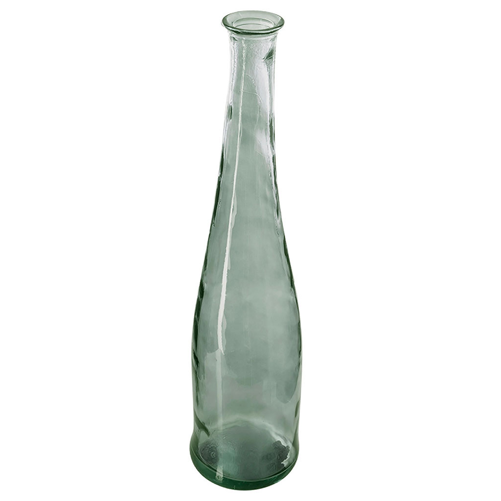Vase décoratif long verre recyclé kaki H 80cm