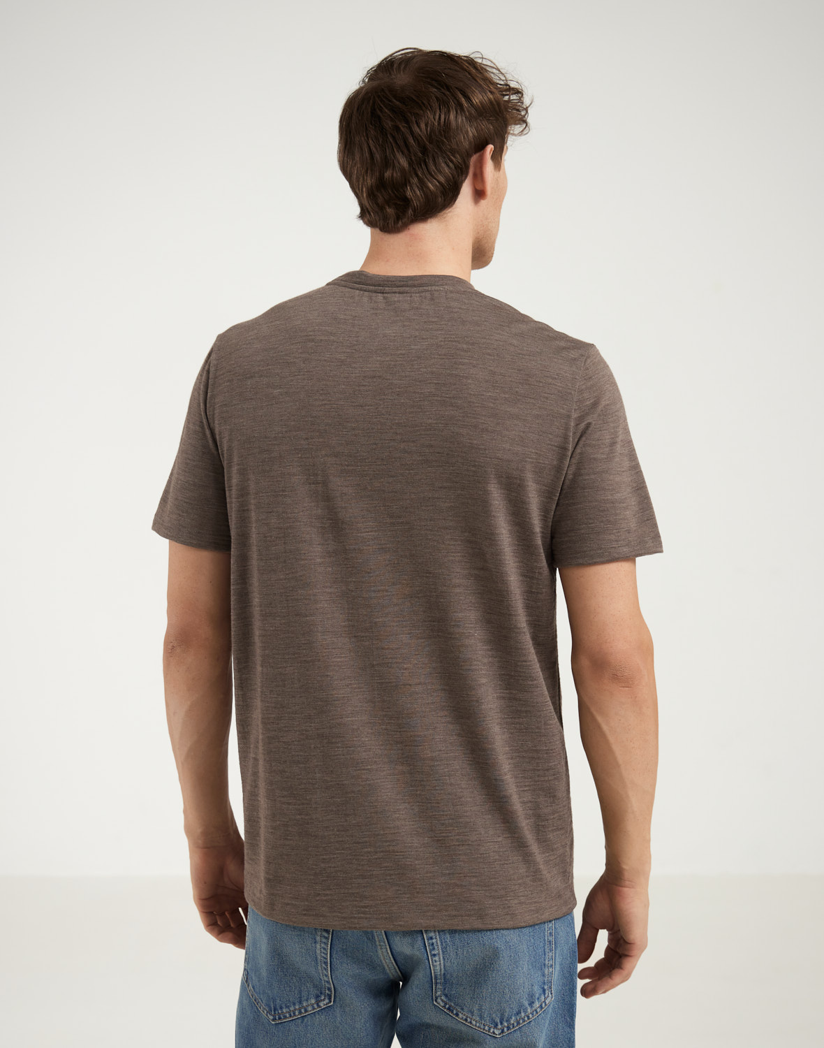 T-shirt van merinowol voor heren in Azuurblauw