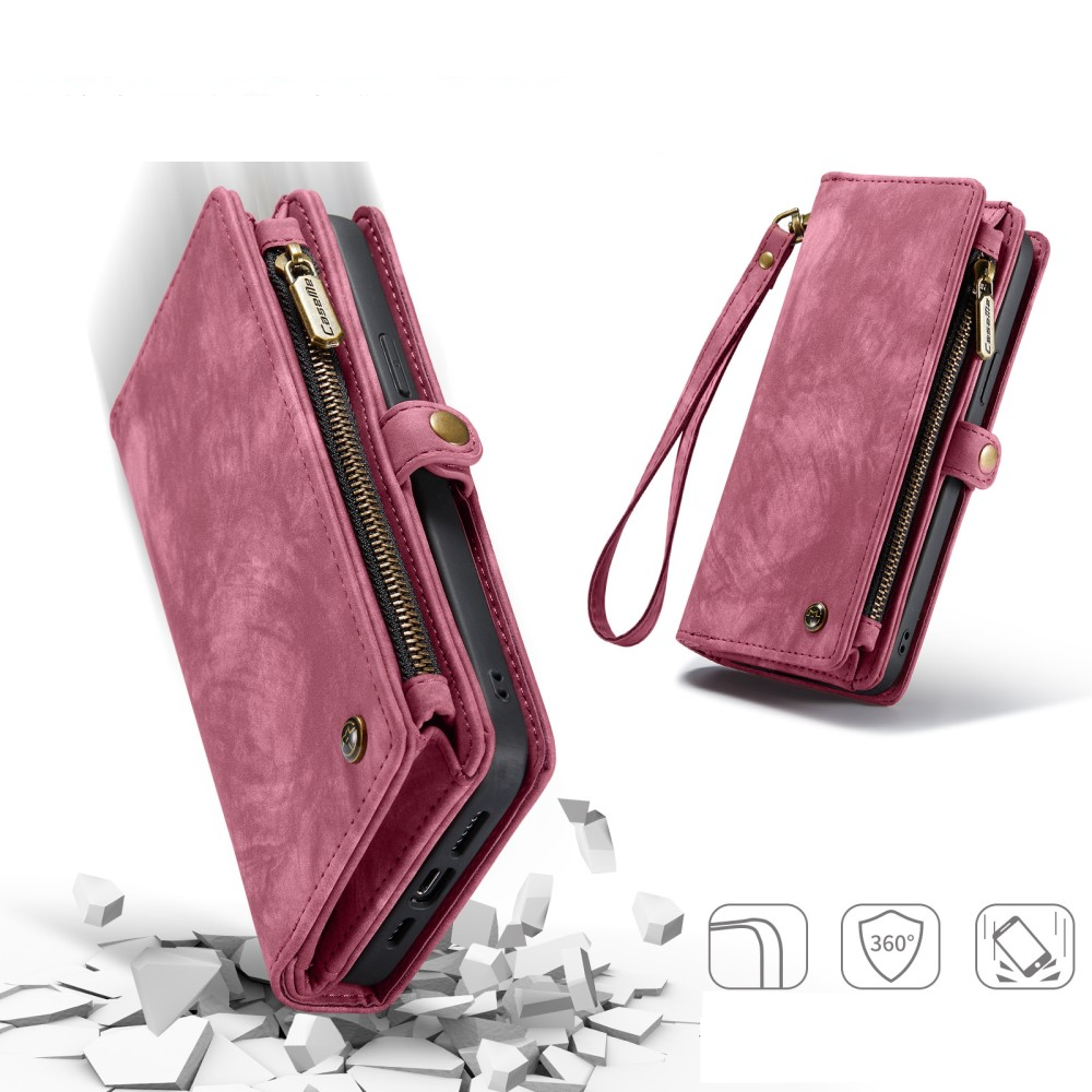 iPhone 16 Pro Max 2in1 Leder Tasche   Magnet Hardcase Karten Etui - Rot