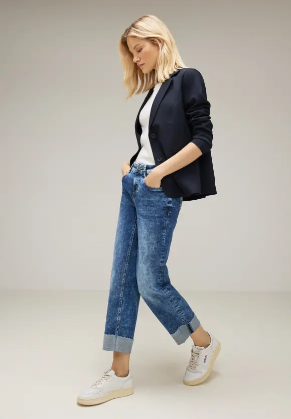 Twill Blazer in Unifarbe - deep blue