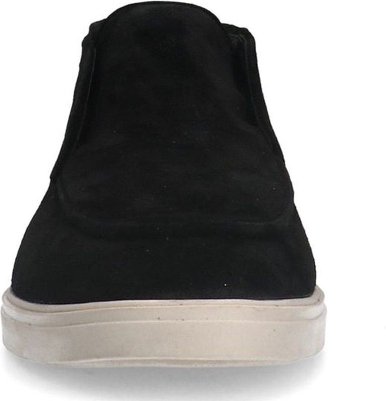 Manfield - Enkelboots - Zwart - Suède - Platte Zool - Leer Voering