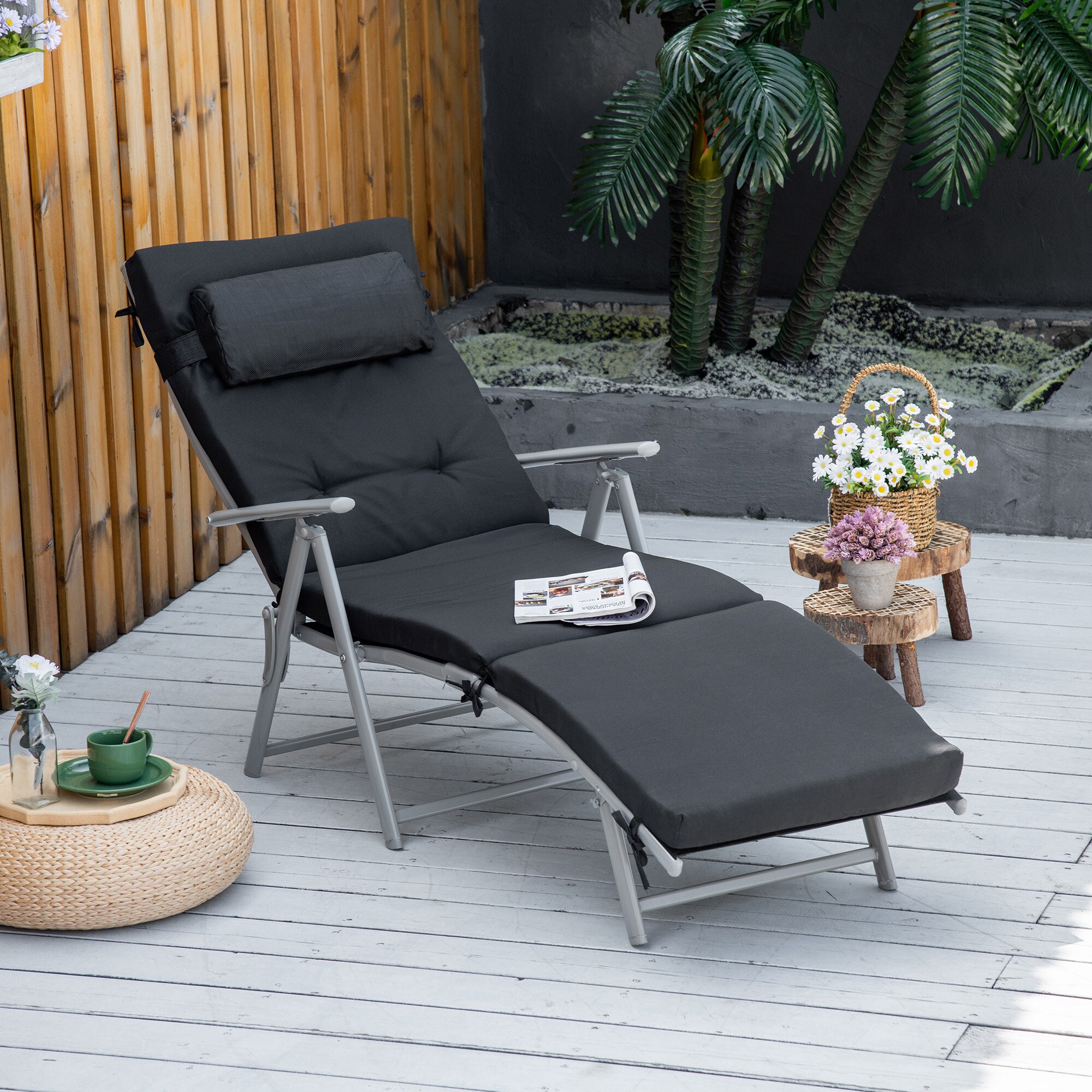 Outsunny Sonnenliege mit Kissen