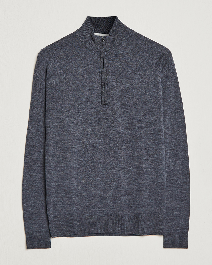 John Smedley Barrow Extra Fine Merino Half Zip Charcoal