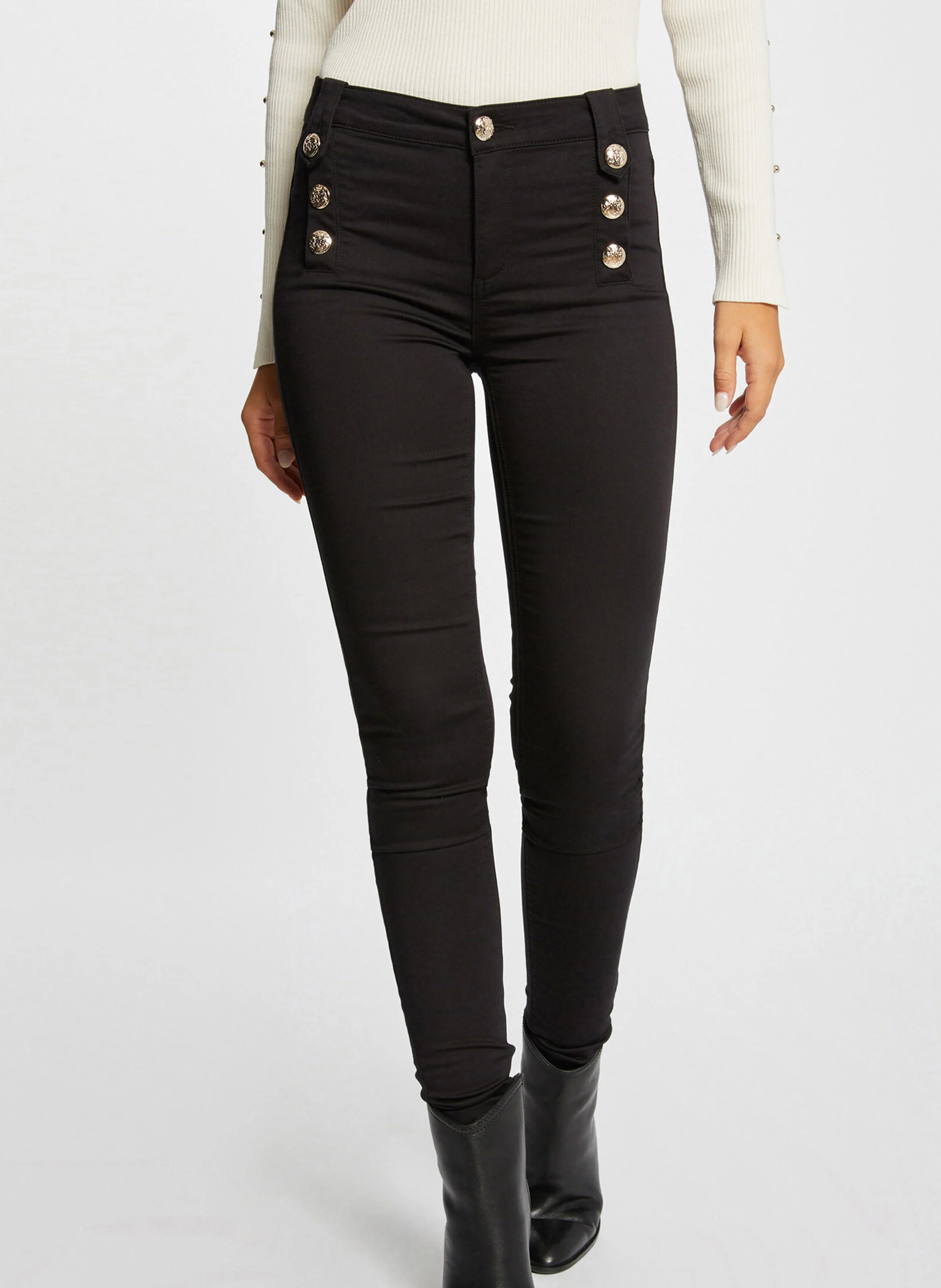 PAME - Pantalon skinny en coton mélangé | Noir