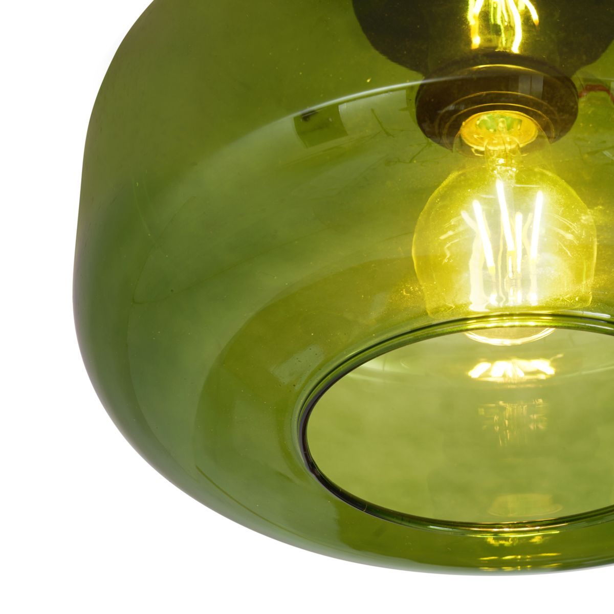 Retro plafondlamp zwart met groen glas - Bizle