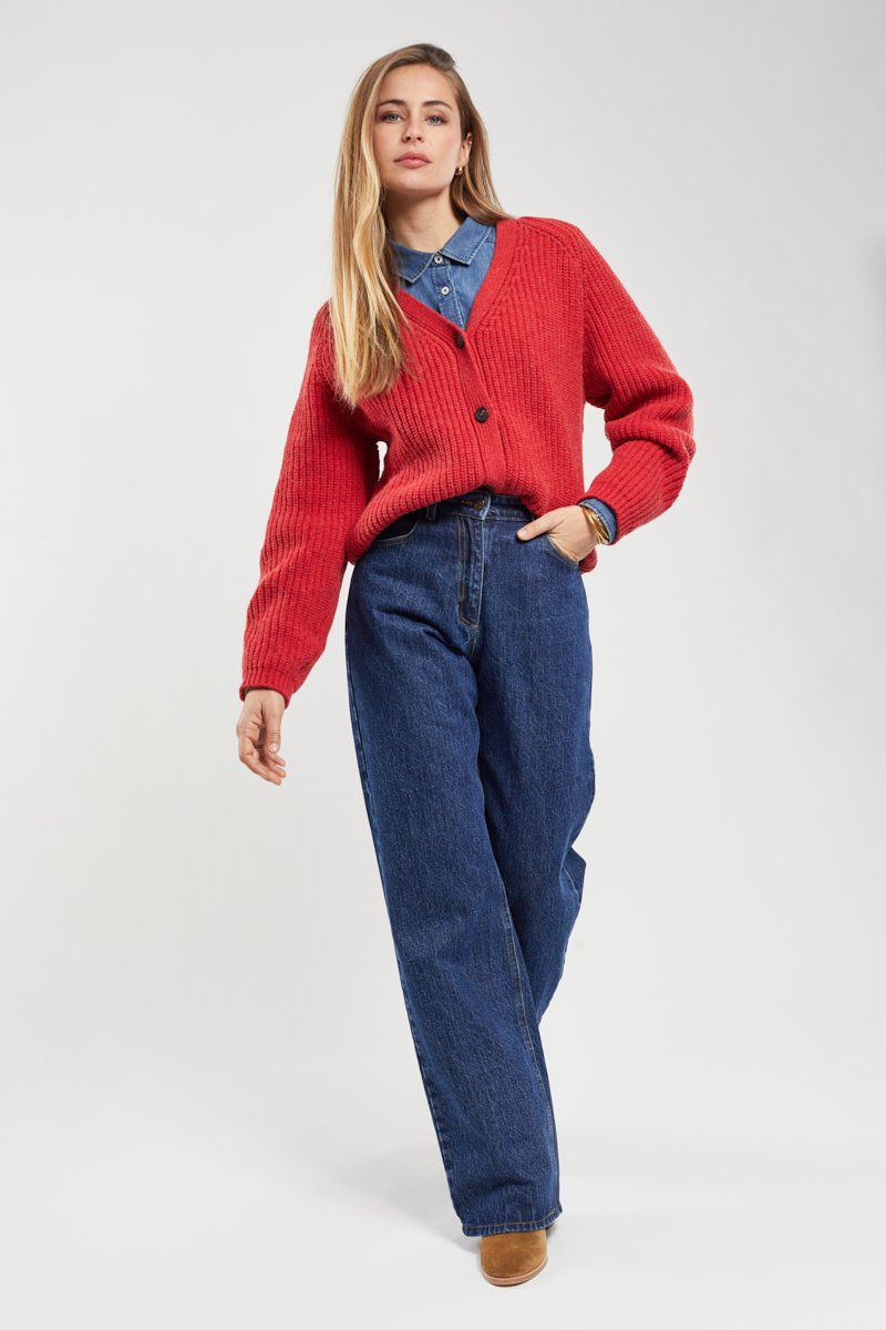 Gilet côte perlée - laine