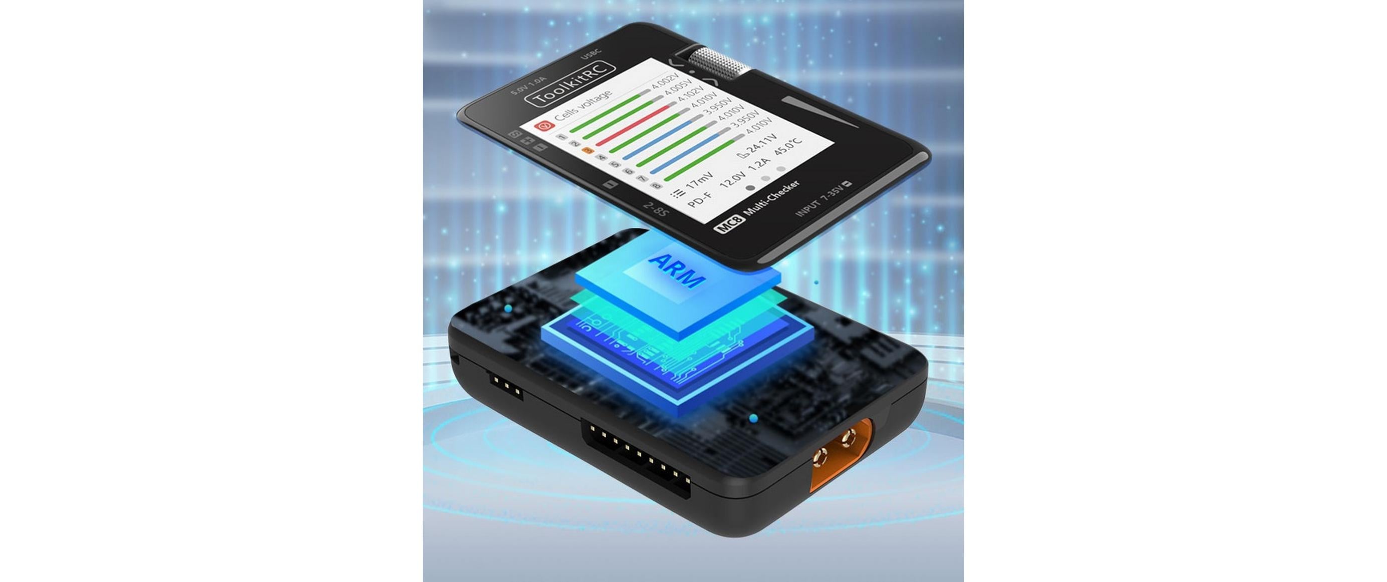 Akkutester MC8 Multitool mit USB LadefunktionMultifunktionaler 2-8S LiPo Tester