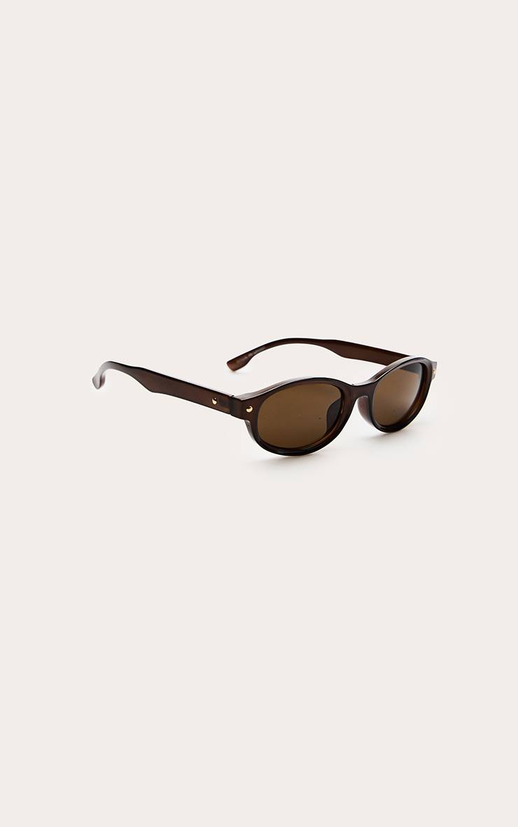 Chocolat Lunettes De Soleil Ovales Monture Marron Verres Teintés