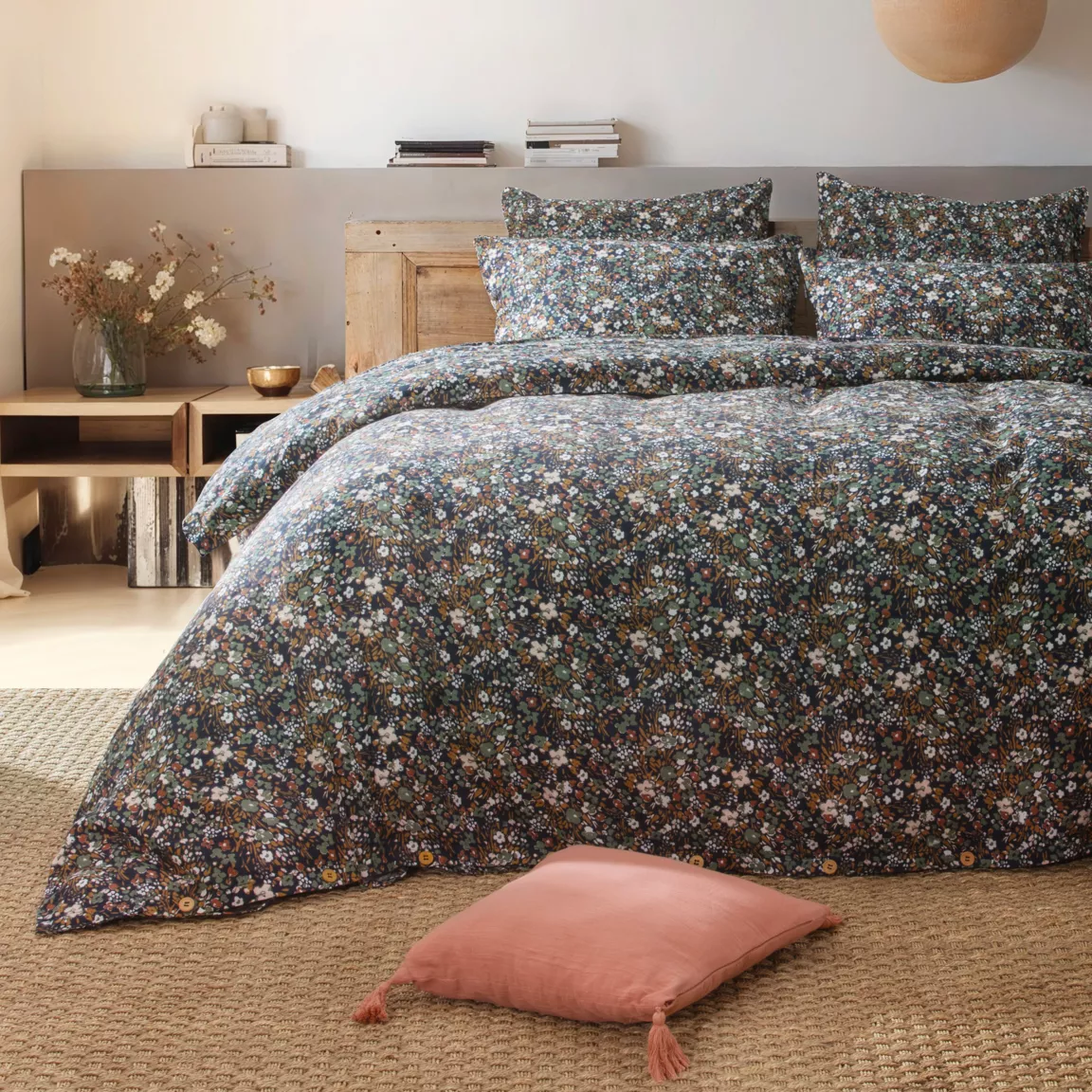Housse de couette gaze de coton (240 x 220 cm) Constance Bleu nuit