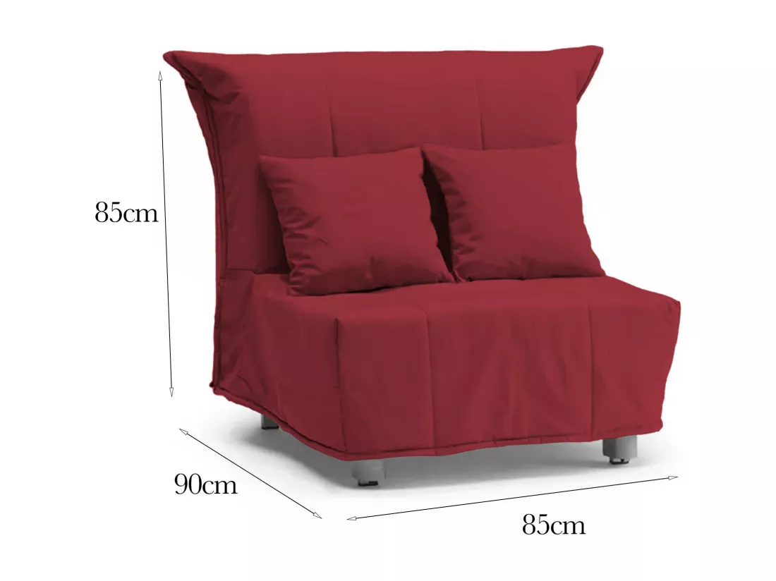 Canapé-lit Dabargi, Canapé simple, 100% Made in Italy, Fauteuil de salon avec ouverture trolley, en tissu rembourré, avec coussins inclus, 85x90h85 cm, Rouge