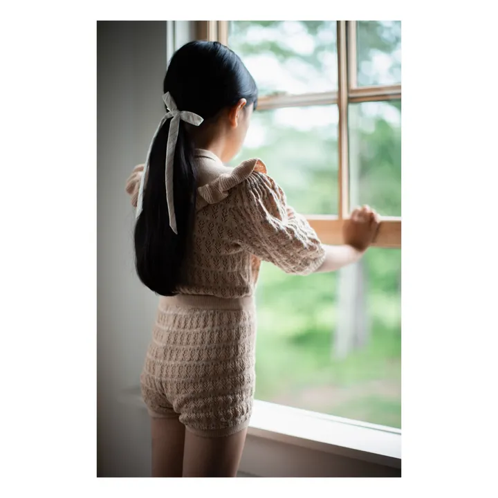 Soor Ploom Short Maille Coton Pima Bio Ajouré Lacey | Rose pêche