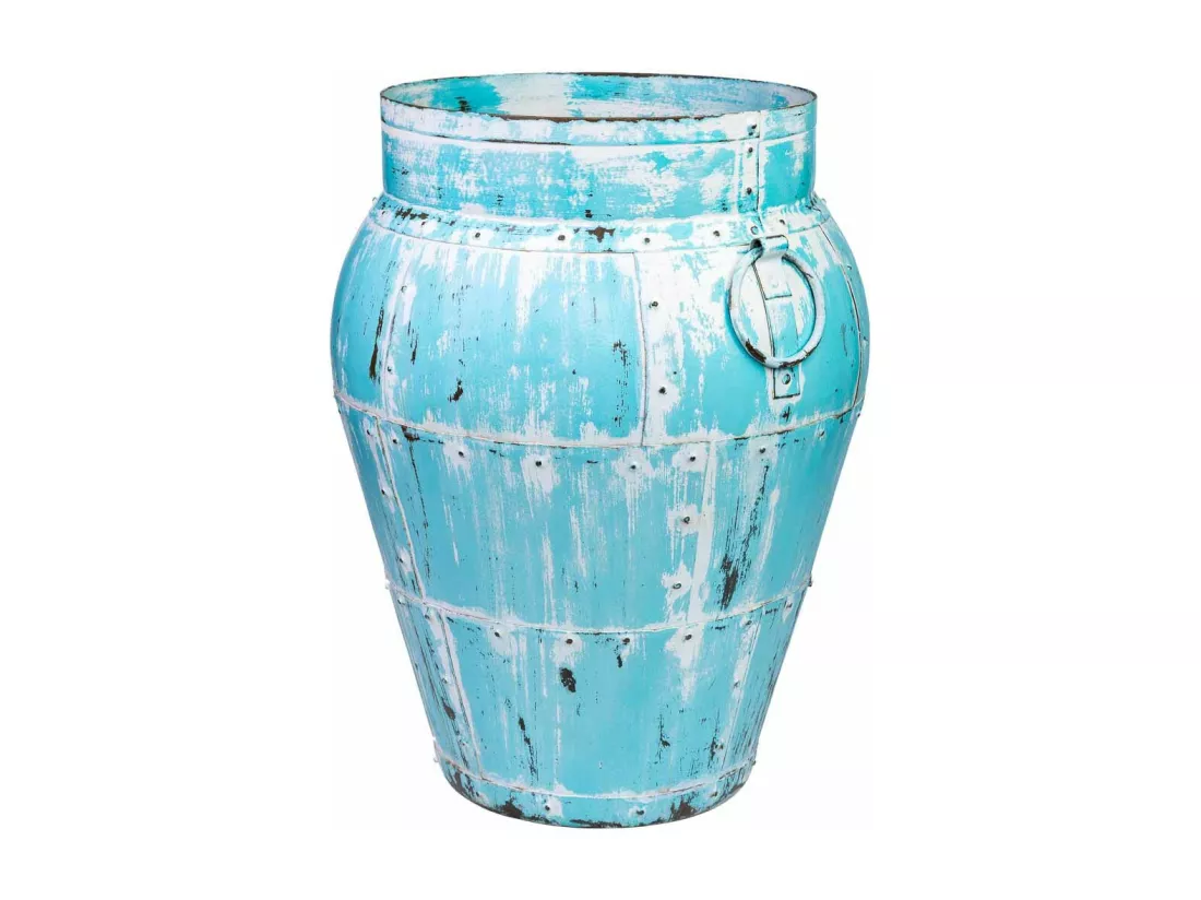 Vase en métal vieilli vert 45x45x60h cm