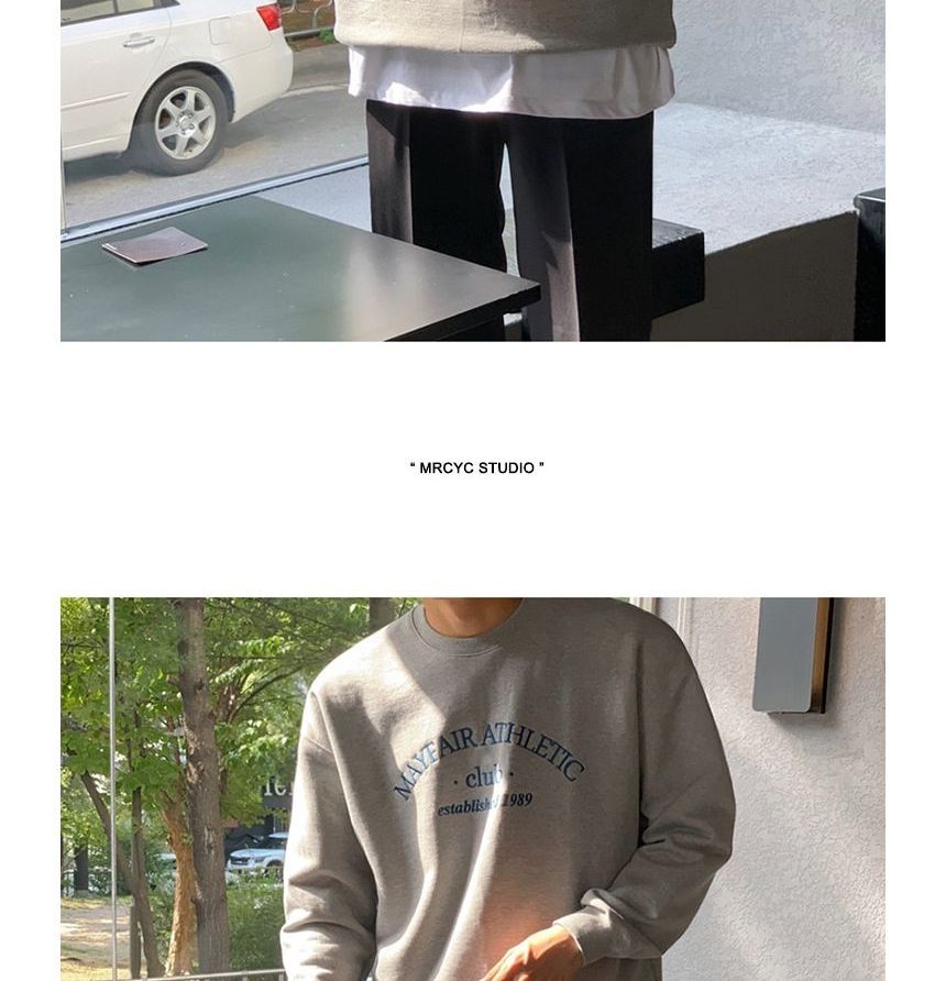 MRCYC - Sweatshirt met lange mouwen, ronde hals en geborduurde letters