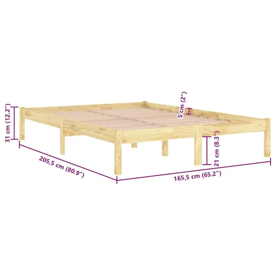 vidaXL - Tweepersoonsbed met lattenbodem - Massief grenenhout - 160x200 cm