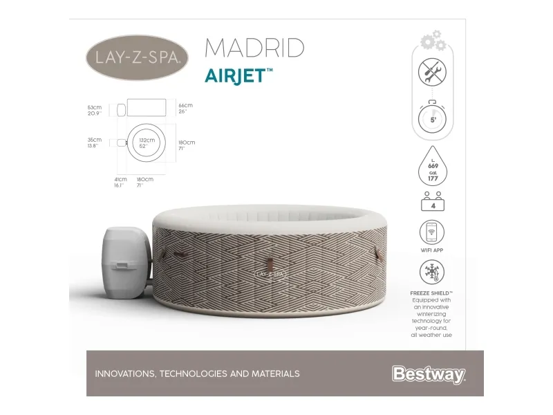Lay-Z-Spa® Madrid AirJet - 1.80m x 66cm