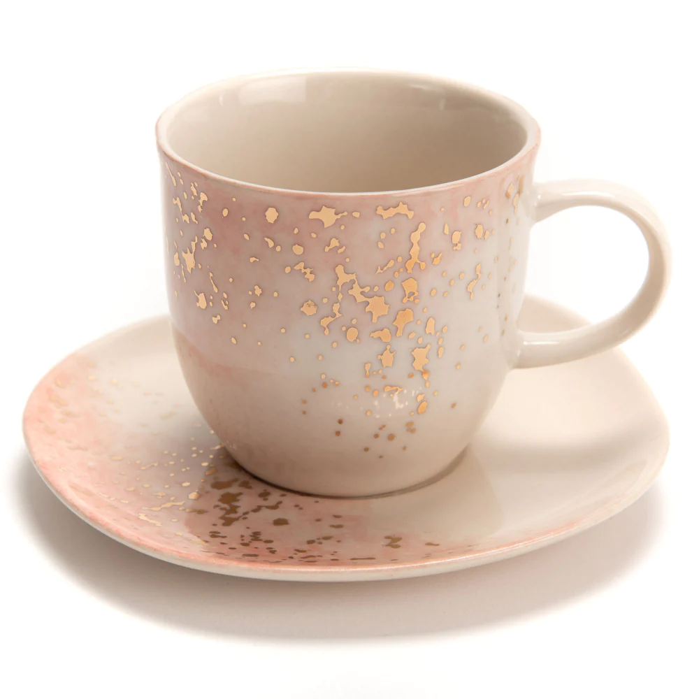 Tasse à thé avec sous tasse Lily rose 18 cl (lot de 6) Amadeus